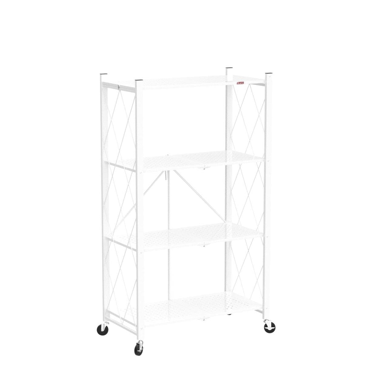 4 Tier White Metal Storage Shelves with Wheels D60205
