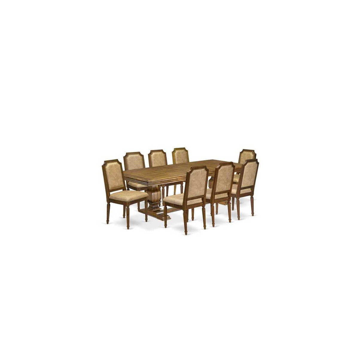 9 Piece Kitchen Table Set with 8 Dark Grey PU Leather Chairs Z946230