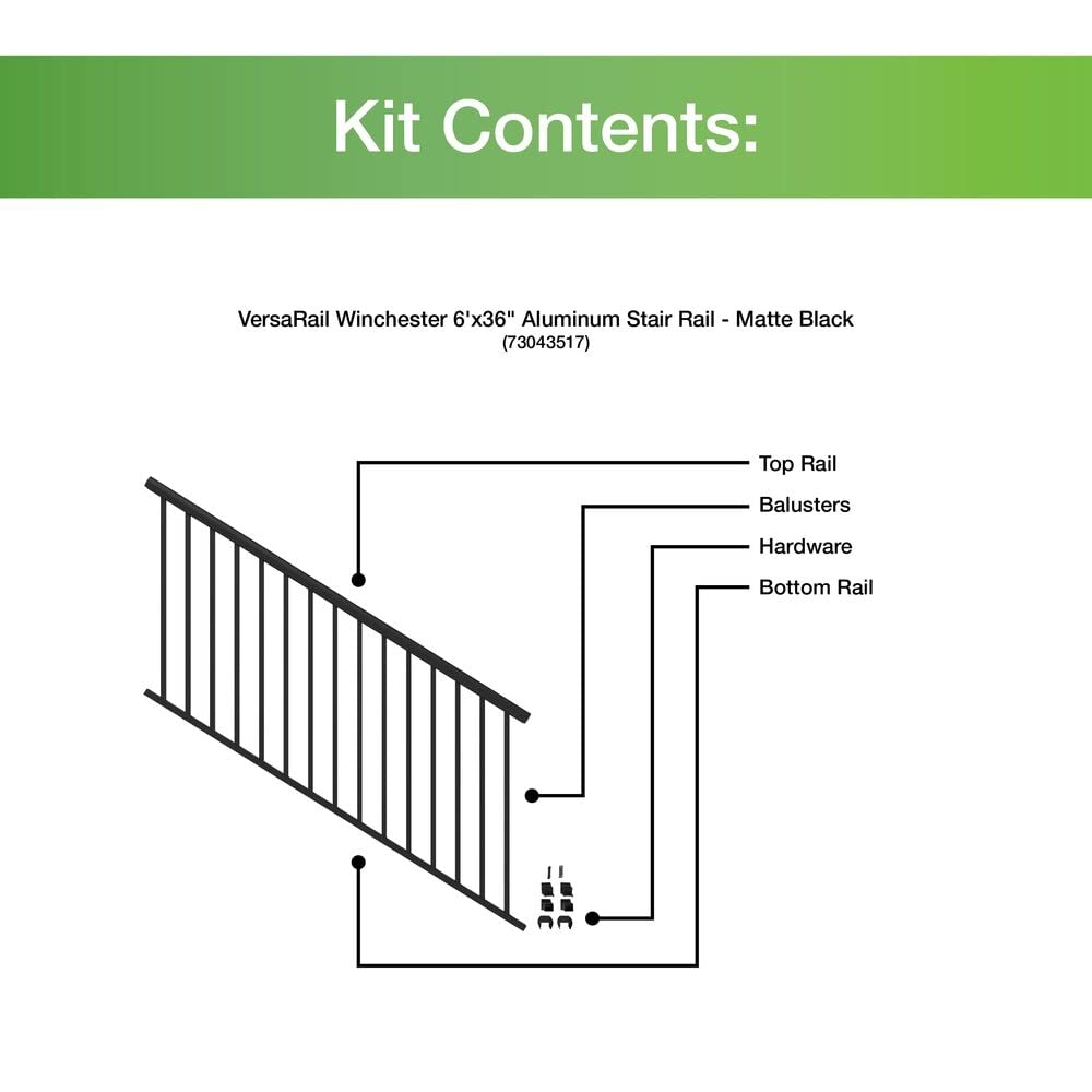 6’ x 36” Matte Black Aluminum Stair Kit S5503