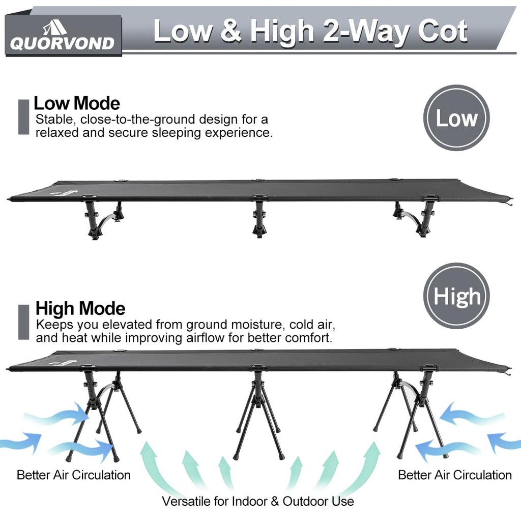 Adjustable Ultralight Folding Camping Cot 330lbs Black R97457