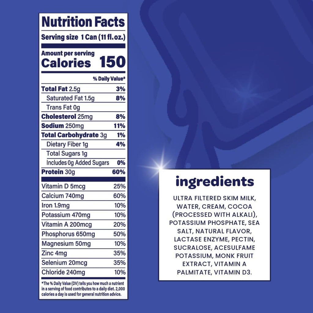 Milk Chocolate Protein Shake, 30g Protein, Lactose Free, 12 Pack O5946