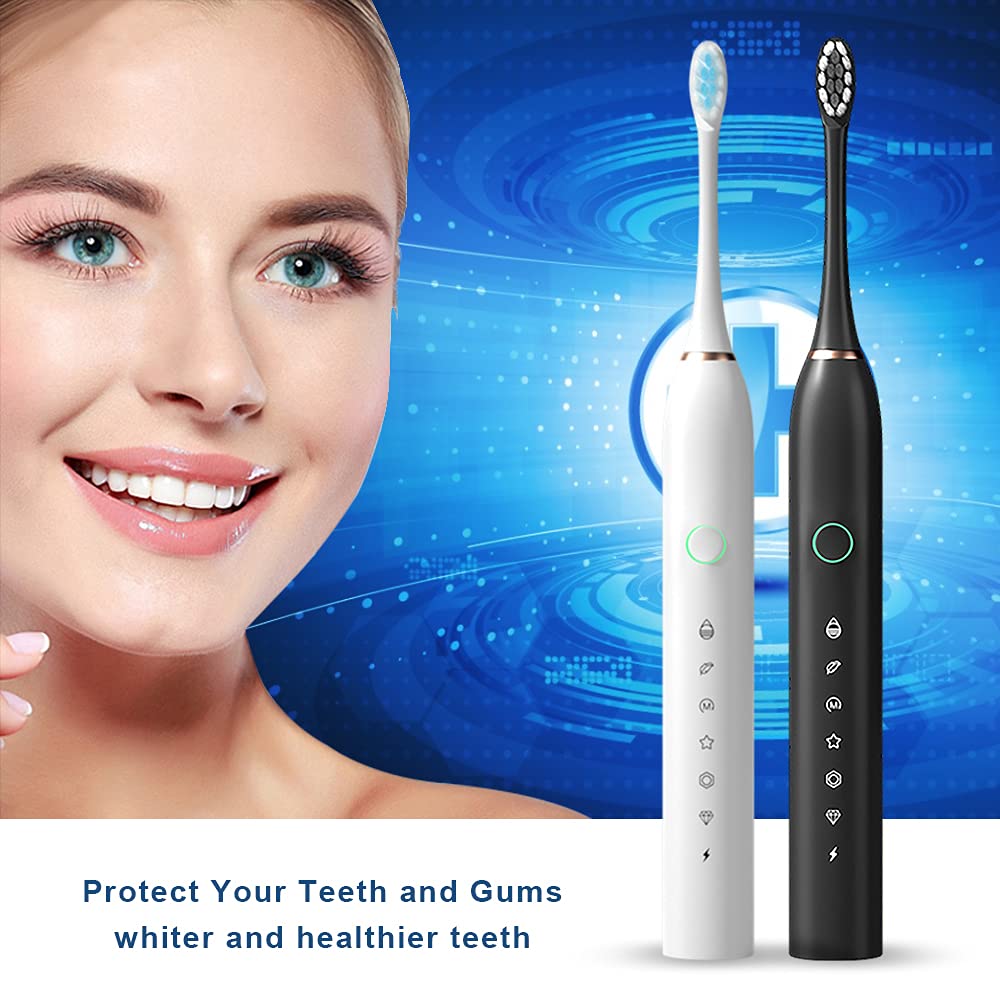 2 Pack Rechargeable Electric Toothbrushes with 8 Brush Heads H22244