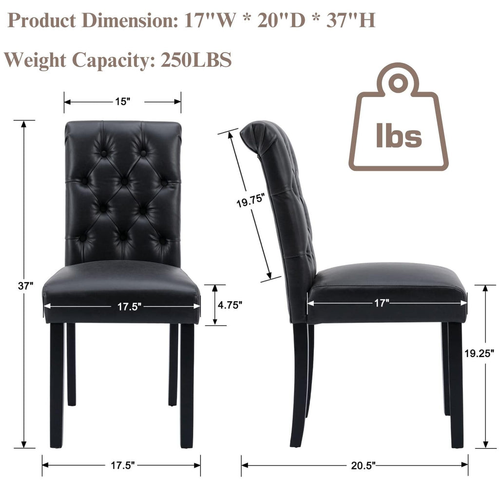 Black PU Leather Dining Chairs Set of 4 A5771