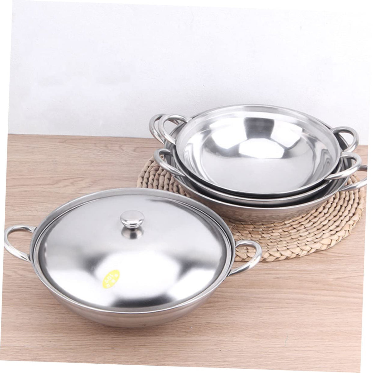 Stainless Steel Double Handle Cooking Pot with Lid U164504
