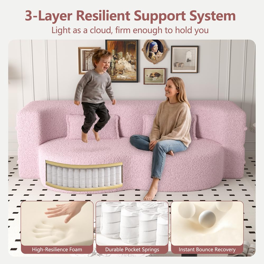 Pink Full Size Sherpa Futon Sofa Bed Q605438