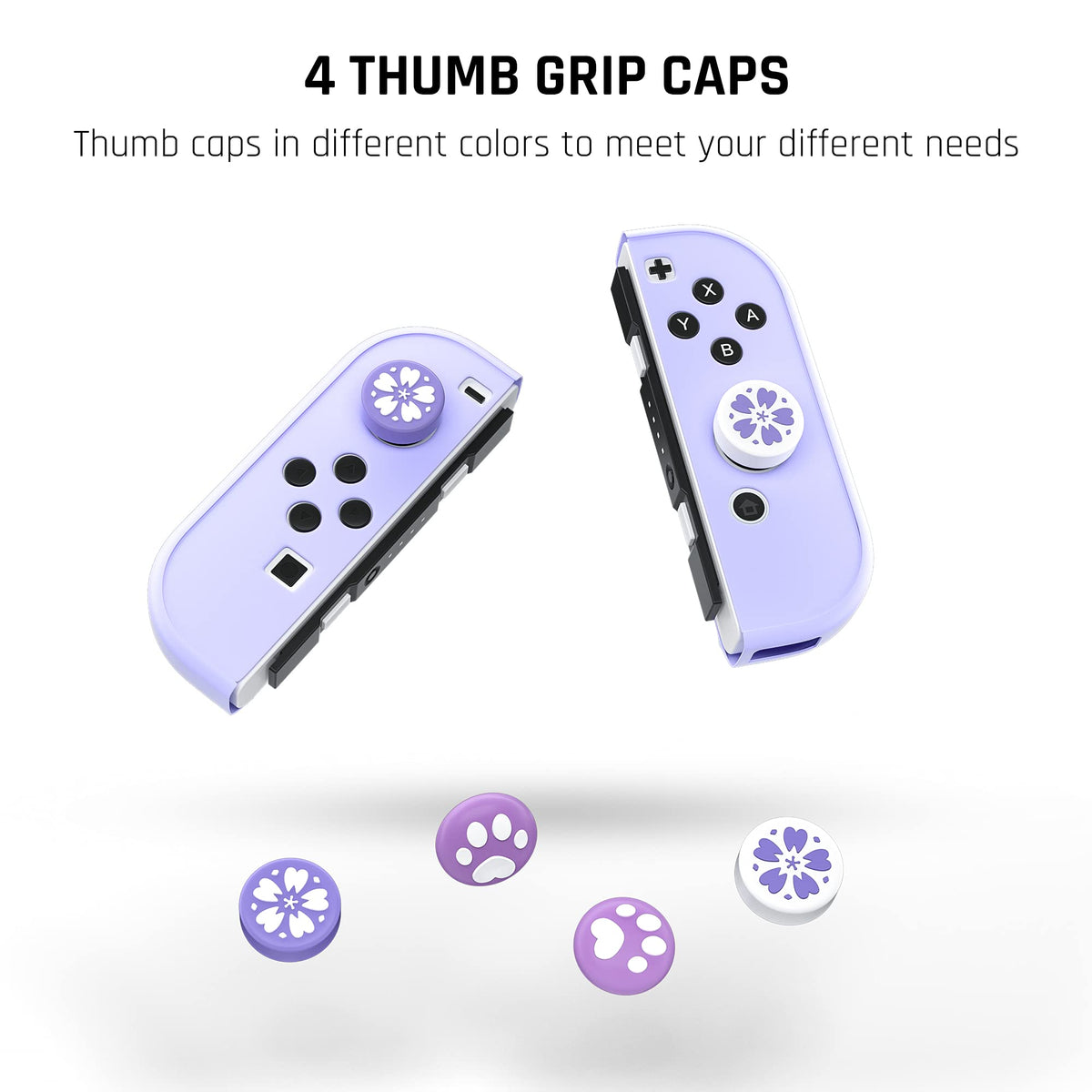 Purple Case for Nintendo Switch OLED Model with Screen Protector and 4 Thumb Grip Caps A57204