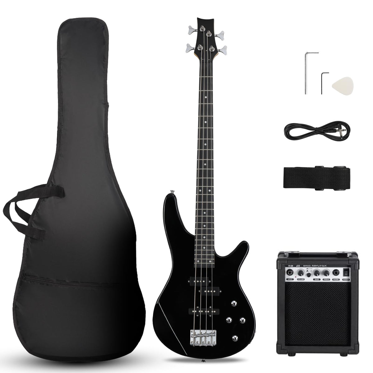 Electric Bass Guitar 4 String Kit Black W77050
