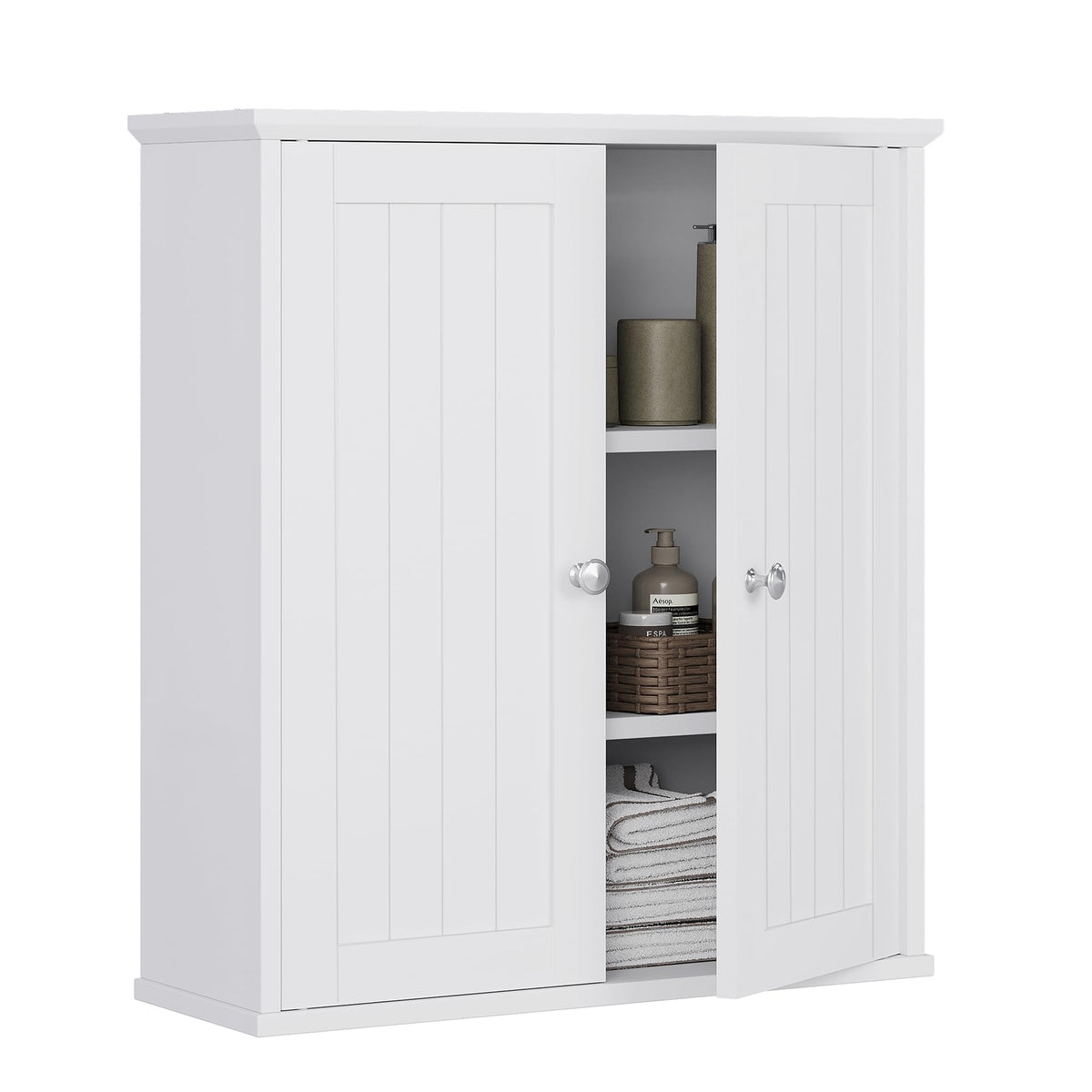 White Wall Mount Bathroom Cabinet with 2 Doors Y426