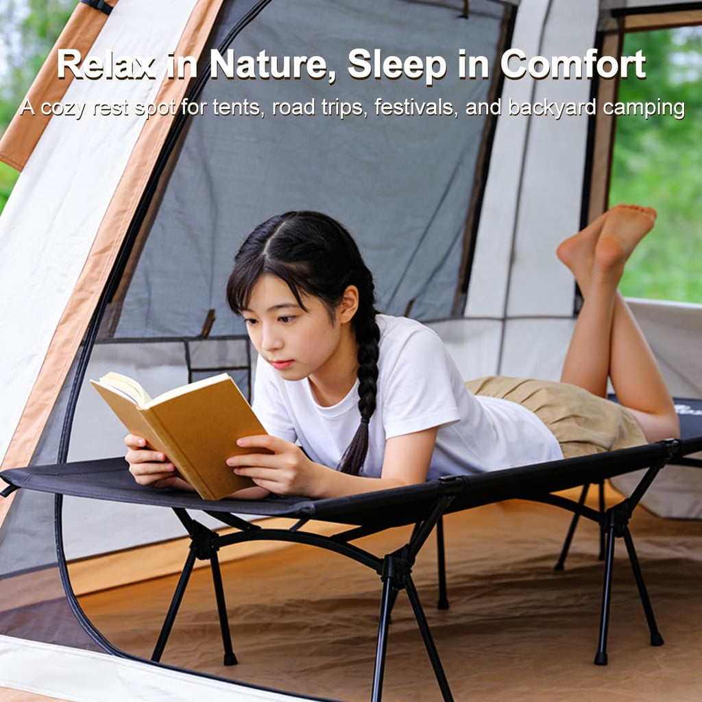 Adjustable Ultralight Folding Camping Cot 330lbs Black R97457