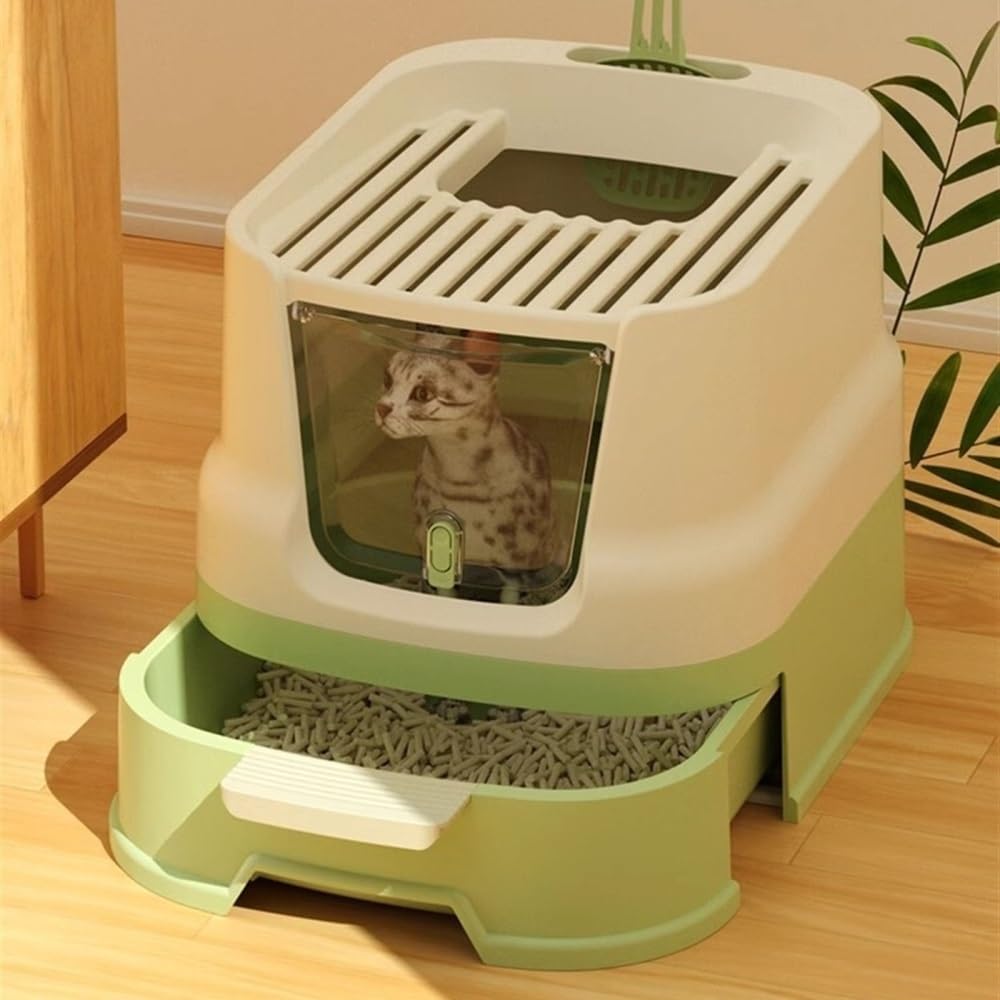 Enclosed Top-Entry Cat Litter Box with Scoop B1607