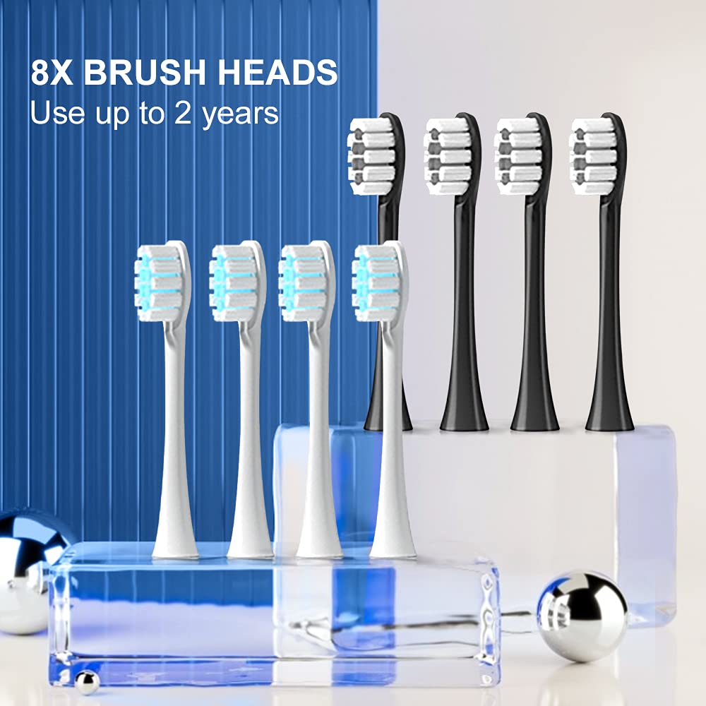 2 Pack Rechargeable Electric Toothbrushes with 8 Brush Heads H22244