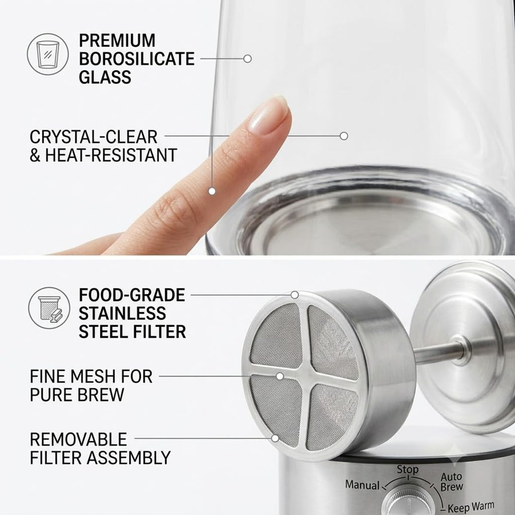 10-Cup Borosilicate Glass Electric Percolator Coffee Pot G4426