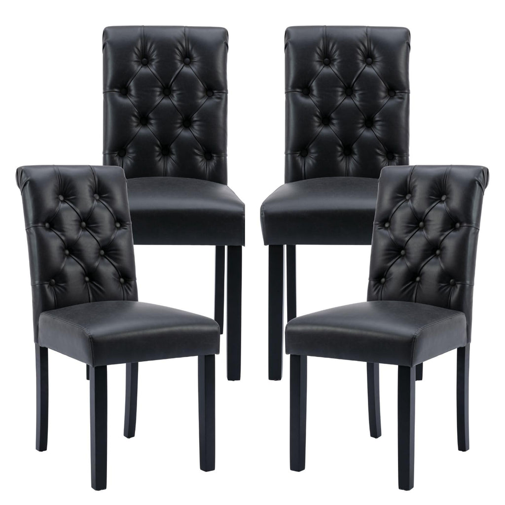 Black PU Leather Dining Chairs Set of 4 A5771
