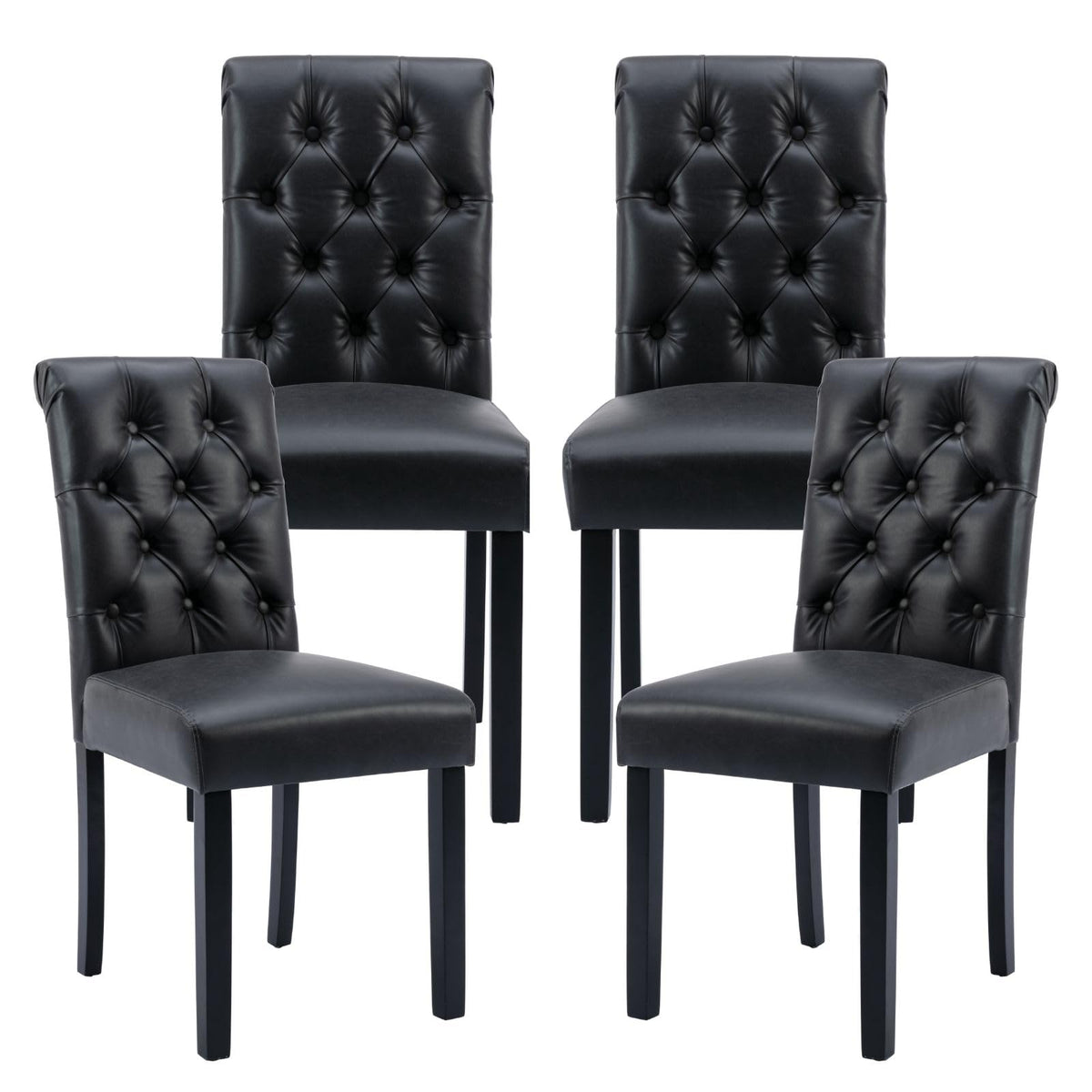 Black PU Leather Dining Chairs Set of 4 A5771