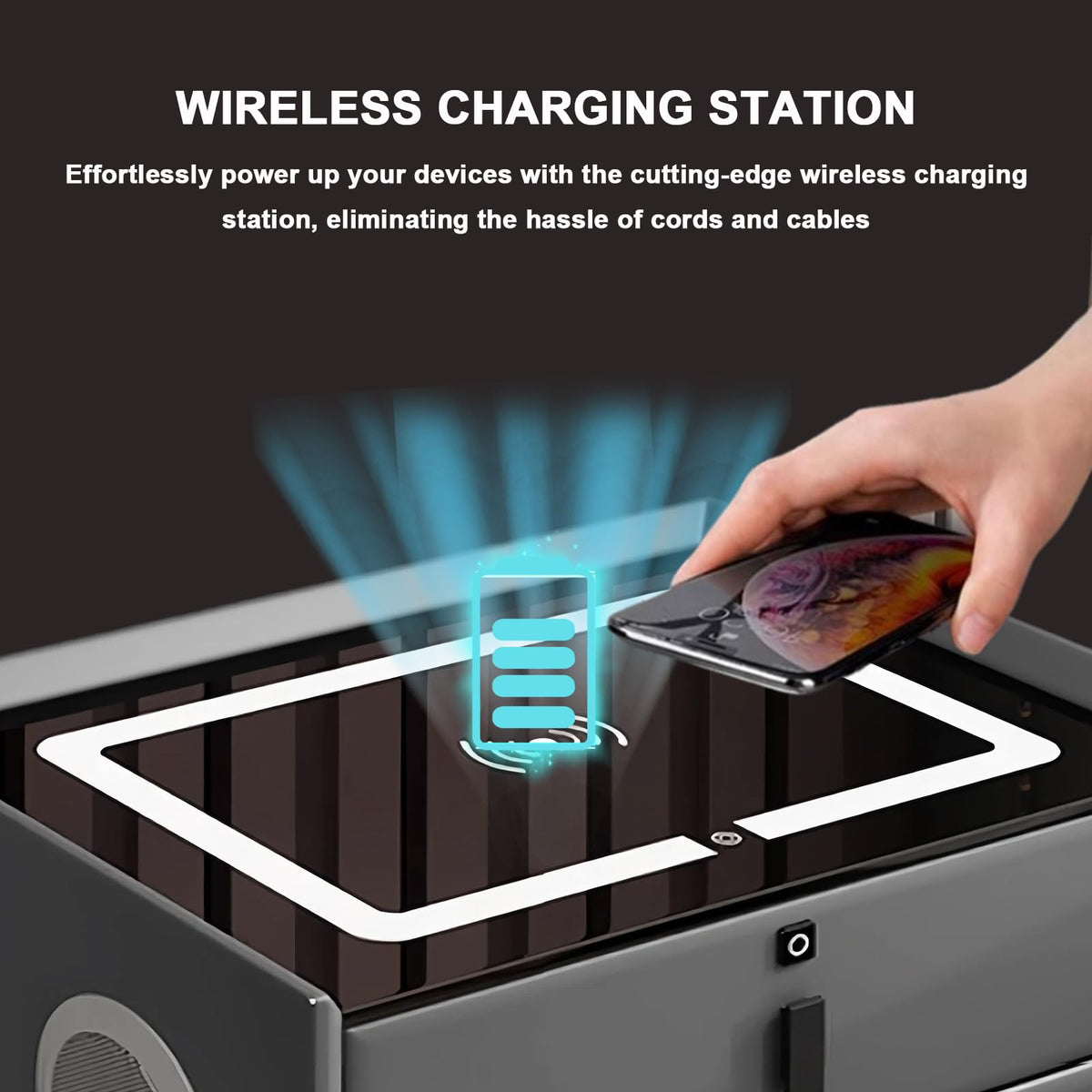 Orange 3 Drawer Nightstand with Wireless Charging and USB Port W586972