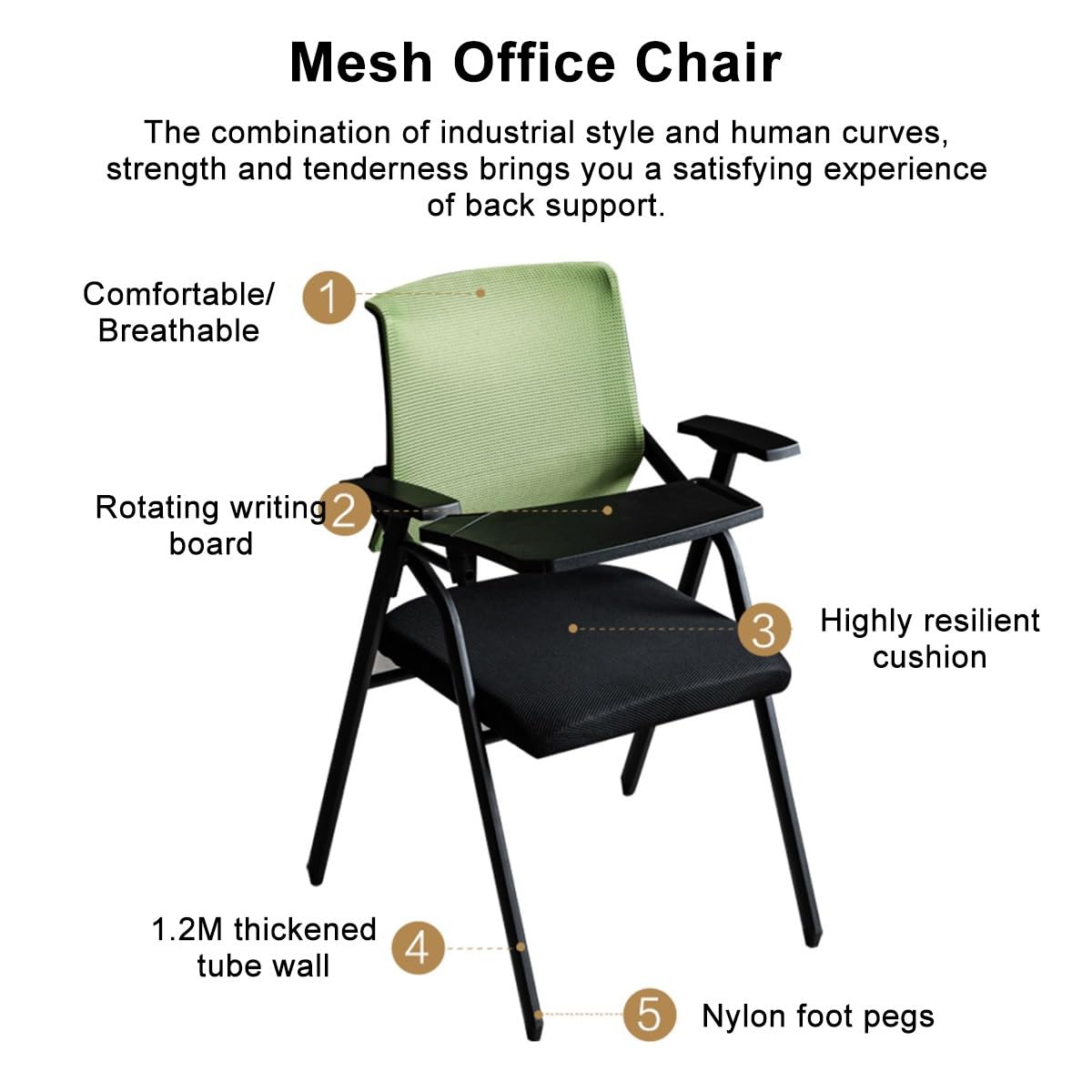 Grey Mesh Conference Chair with Desk F1647
