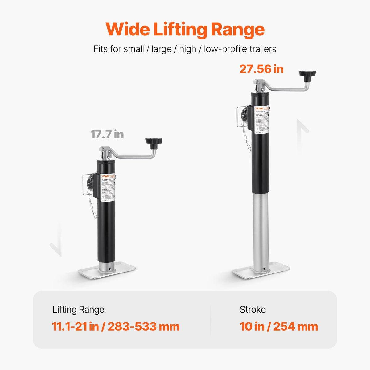 2000 lbs Weld-on Swivel Trailer Jack with Handle M5191