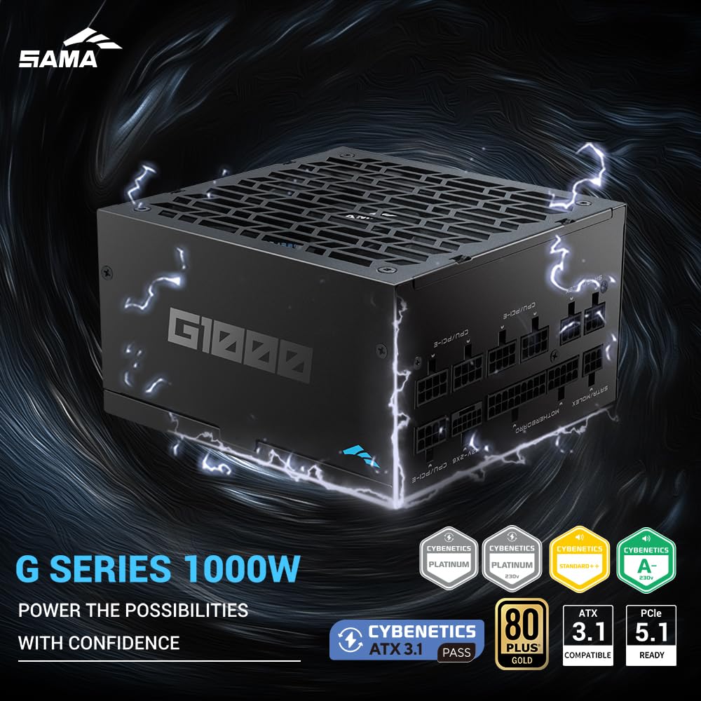 1000W Fully Modular ATX 3.1 Power Supply Black B977