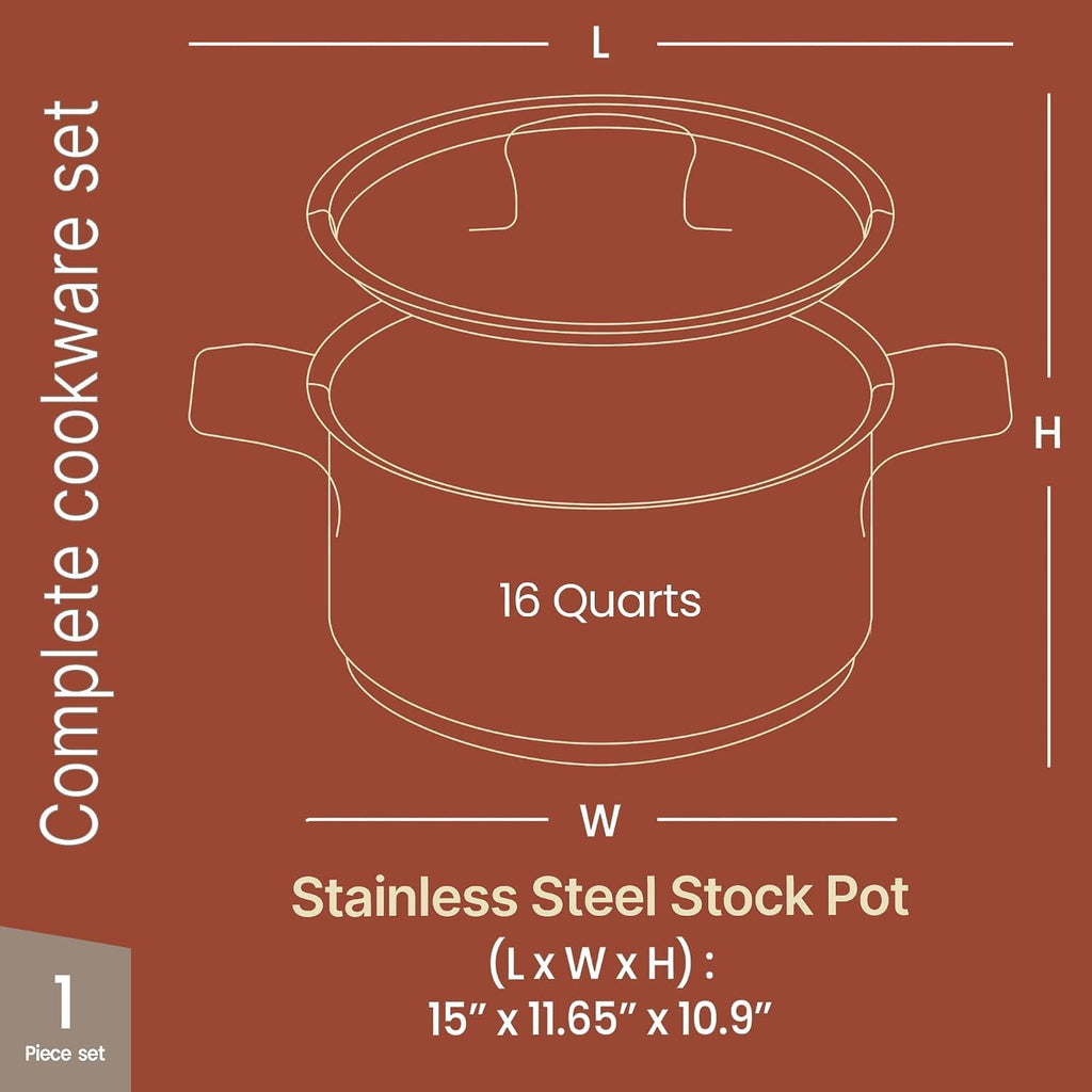 16 Quart Stainless Steel Stockpot with Lid G7849