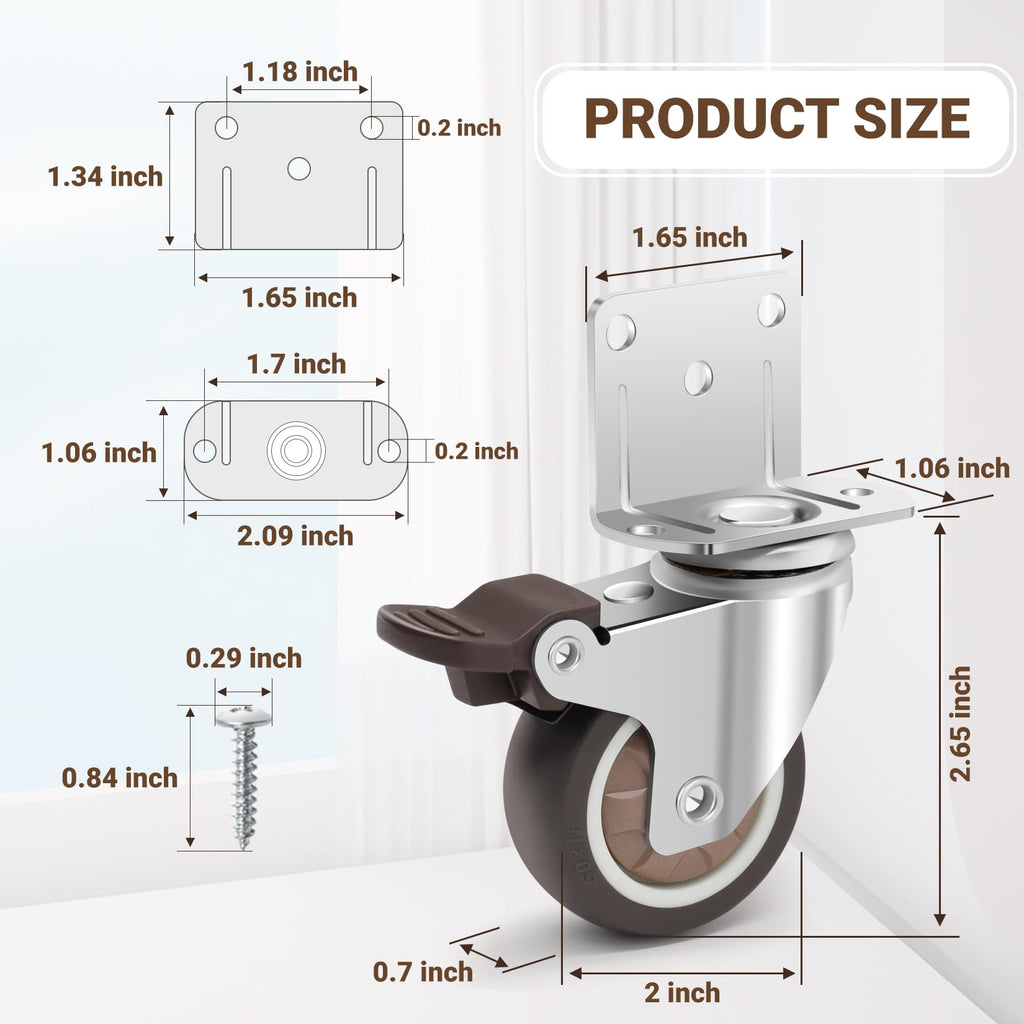 2 Inch L-Shaped Rubber Caster Set of 4 B74554