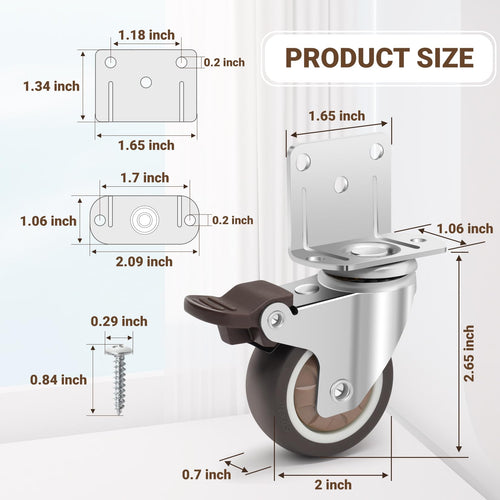 2 Inch L-Shaped Rubber Caster Set of 4 B74554