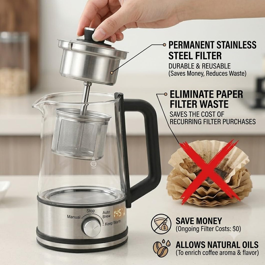 10-Cup Borosilicate Glass Electric Percolator Coffee Pot G4426