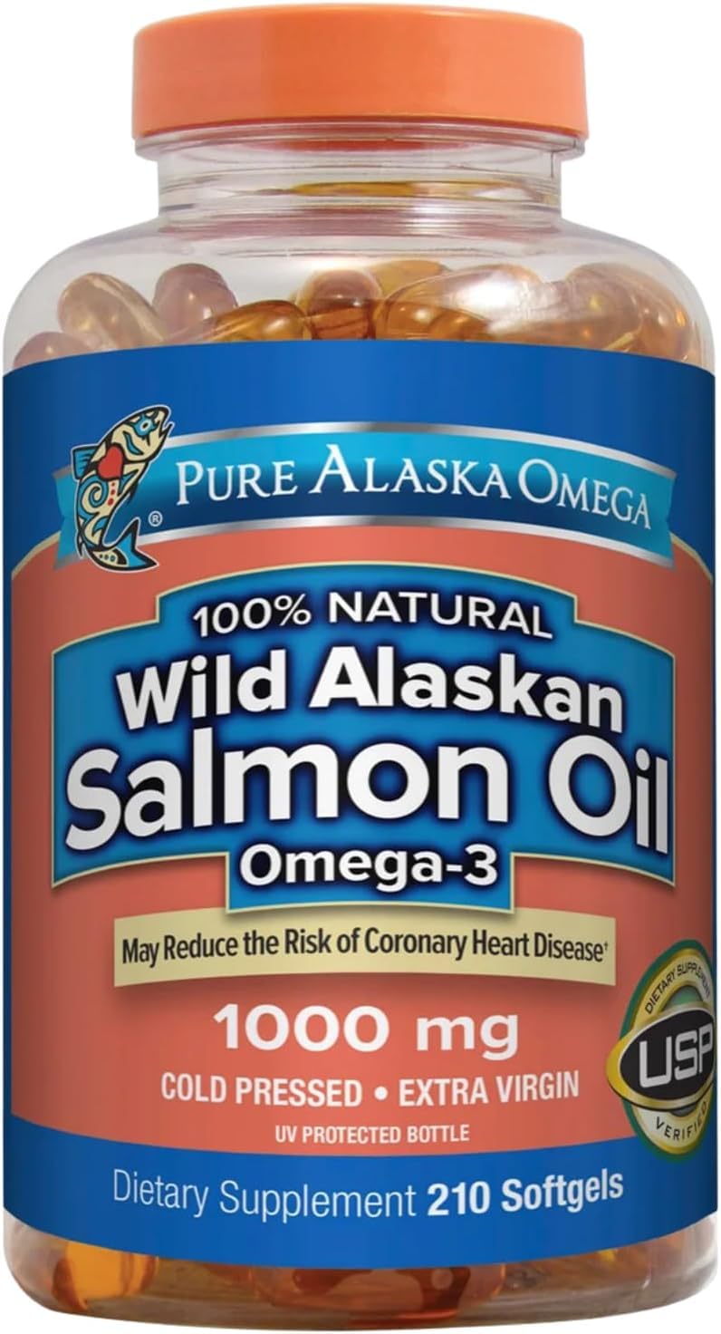 Omega-3 Wild Alaskan Salmon Oil 1000mg Softgels, 210 Count D603839