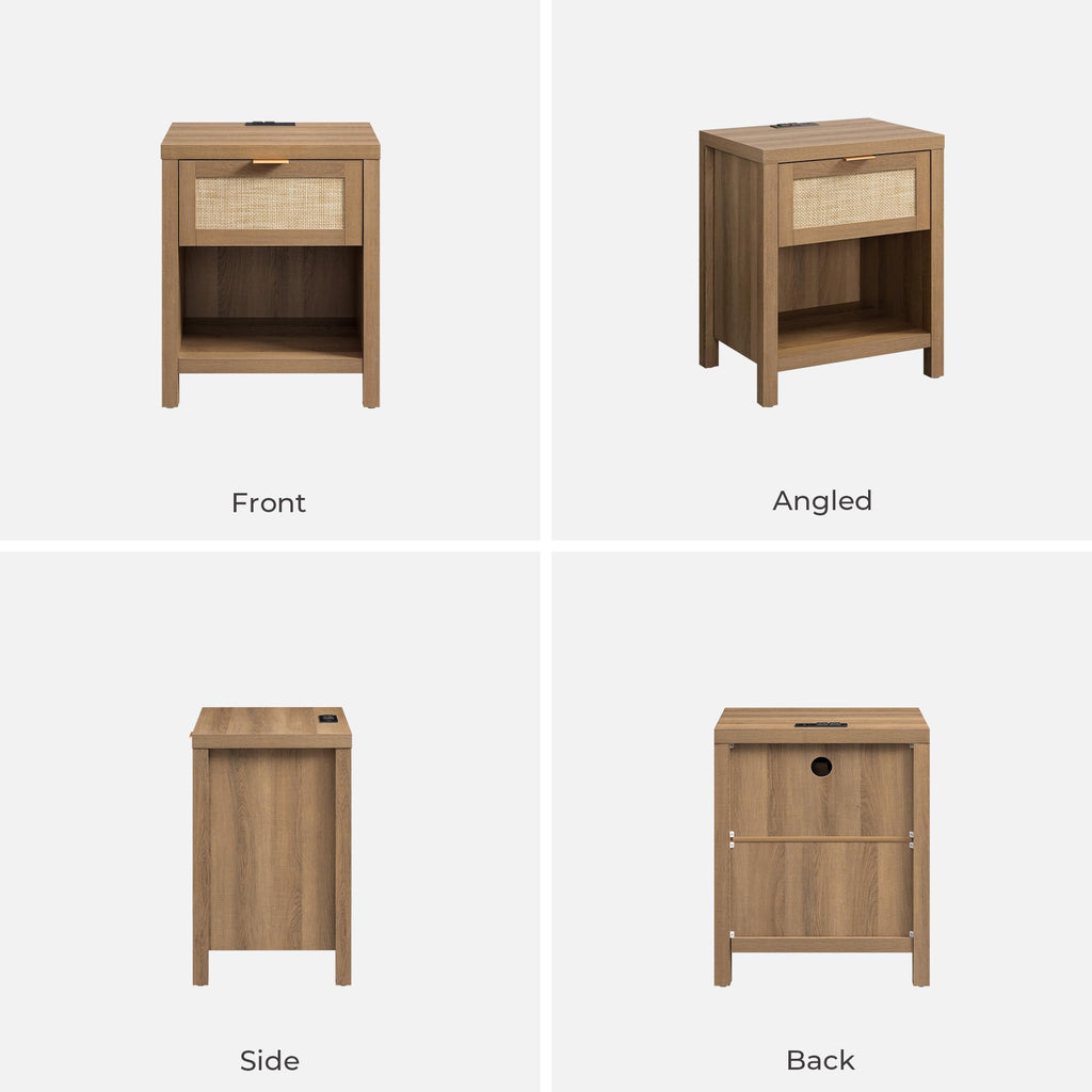 Rattan Night Stand with Charging Station T16954
