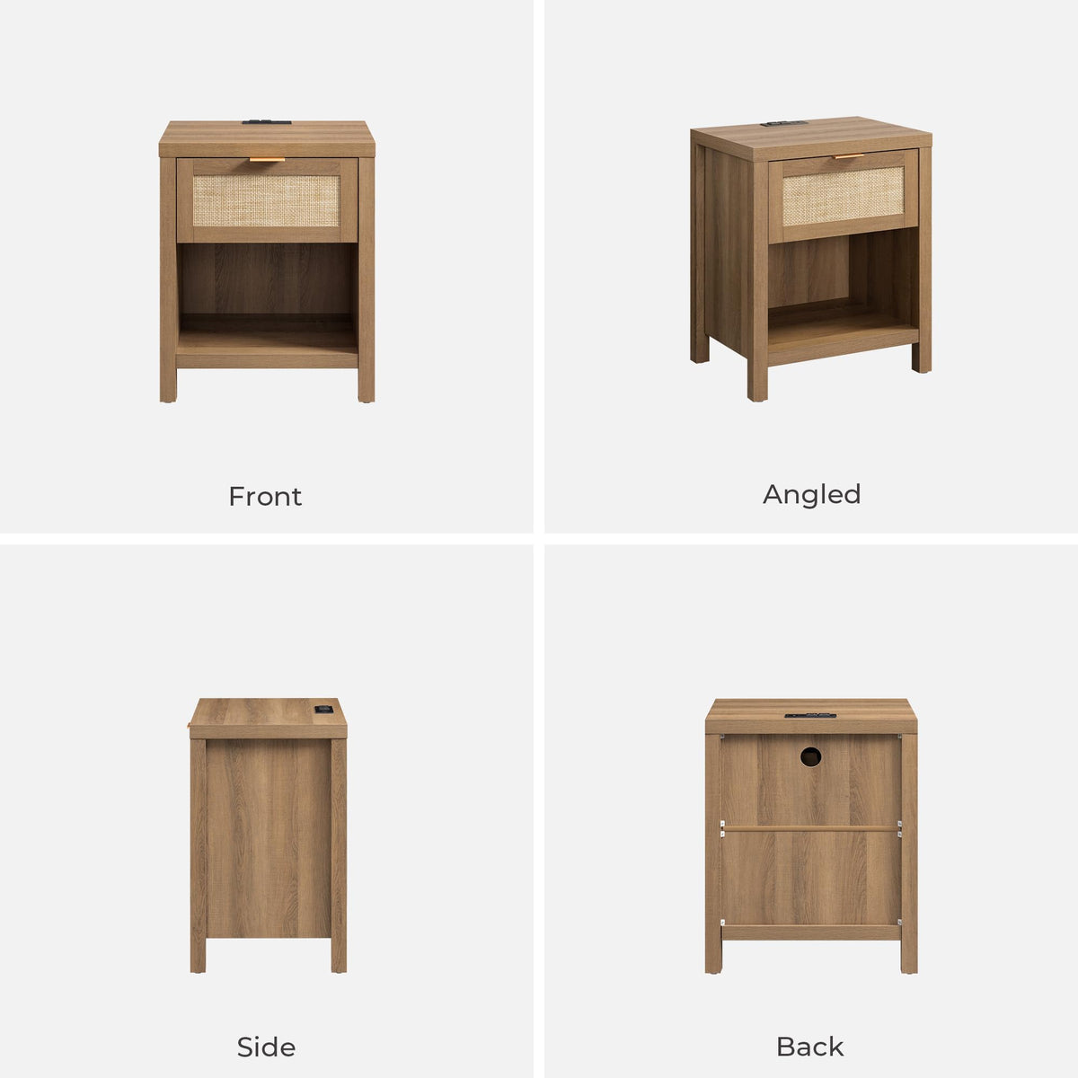 Rattan Night Stand with Charging Station T16954