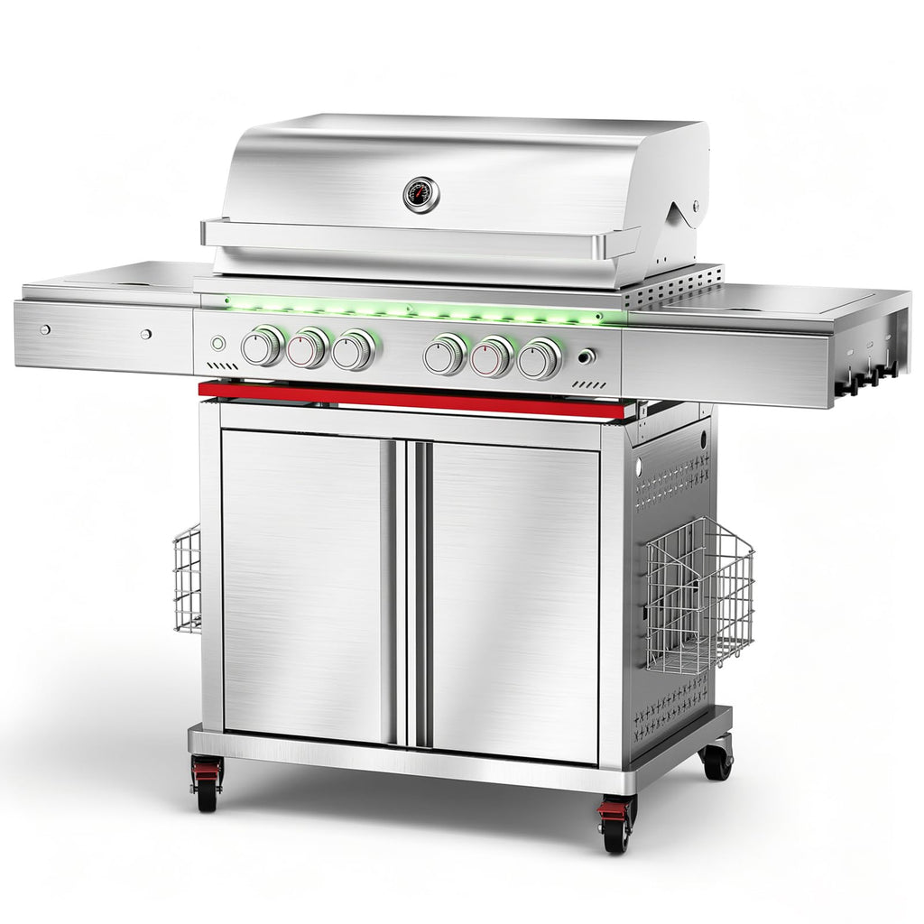 Heavy-duty SUS304 Stainless Steel 6-Burner Propane Gas Grill J861989