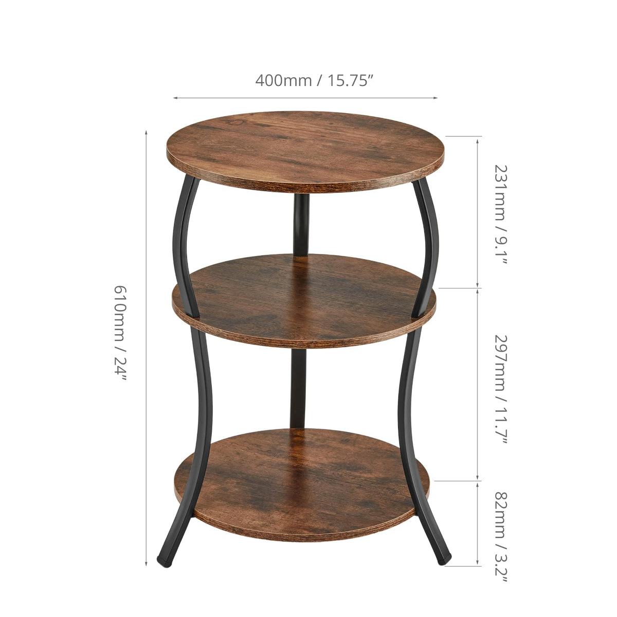 Round 3-Tier Side Table with Storage Shelf Y6899