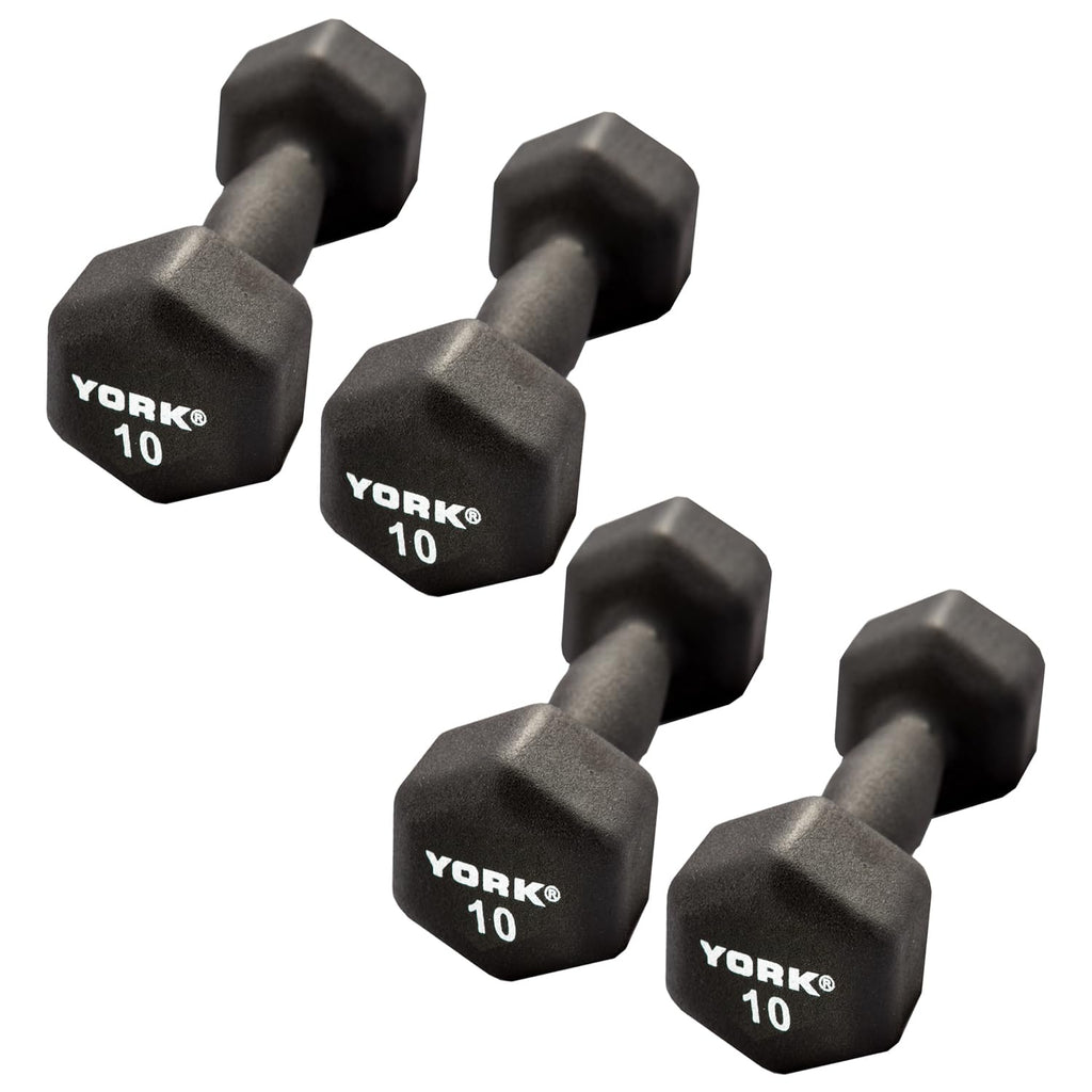 Neoprene Hexagon Dumbbells with Cast Ergo Handle, 10lb Pack of 4 W929001