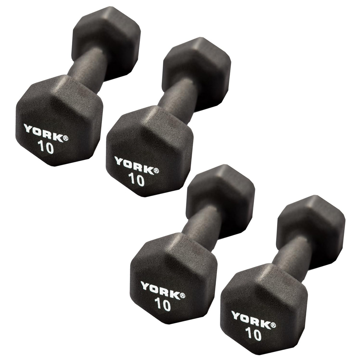Neoprene Hexagon Dumbbells with Cast Ergo Handle, 10lb Pack of 4 W929001