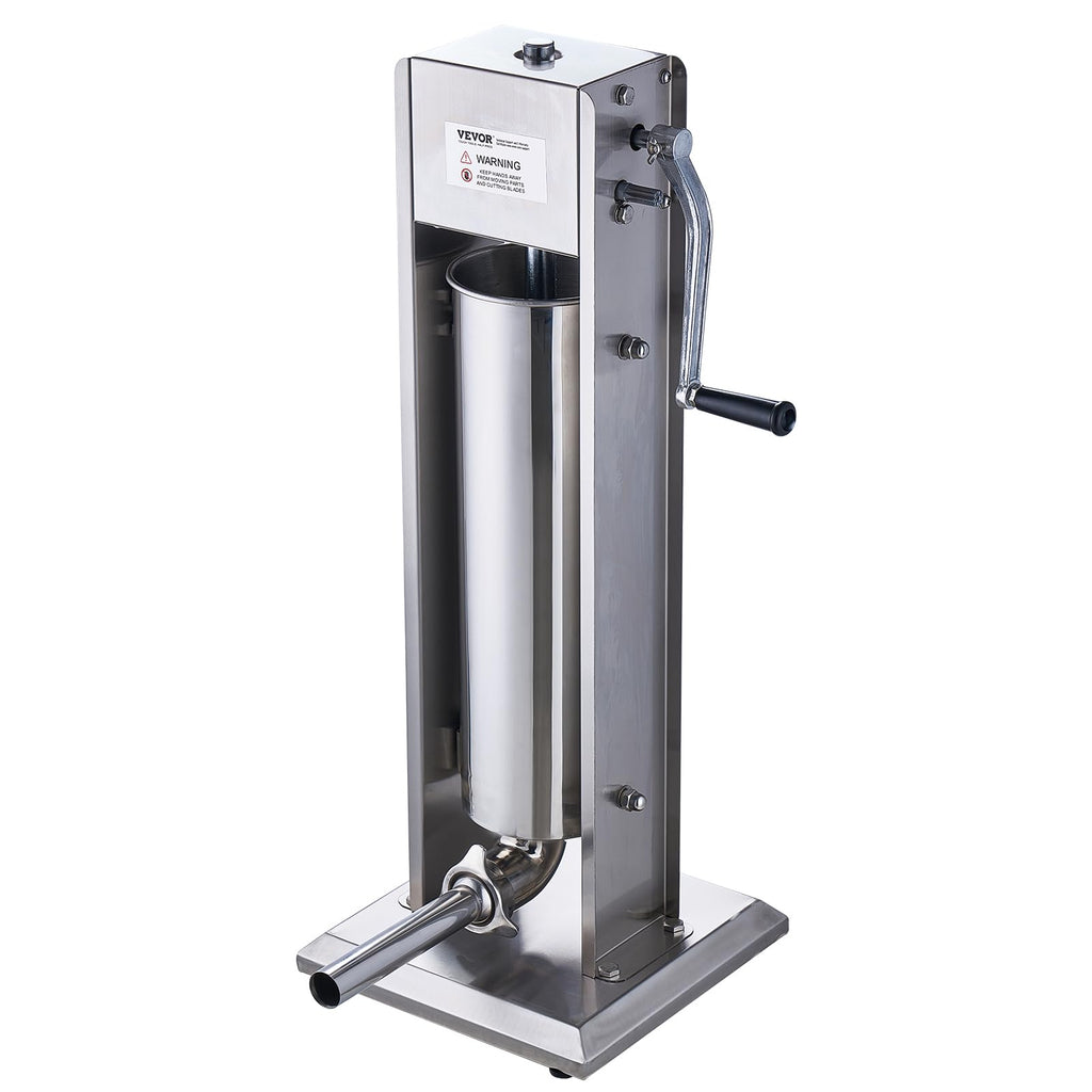 7 L Stainless Steel Manual Sausage Stuffer with 5 Stuffing Tubes W77088