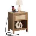 Rattan Night Stand with Charging Station T16954