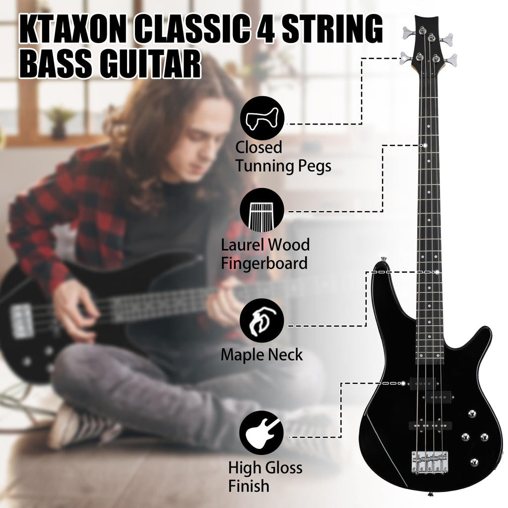 Electric Bass Guitar 4 String Kit Black W77050
