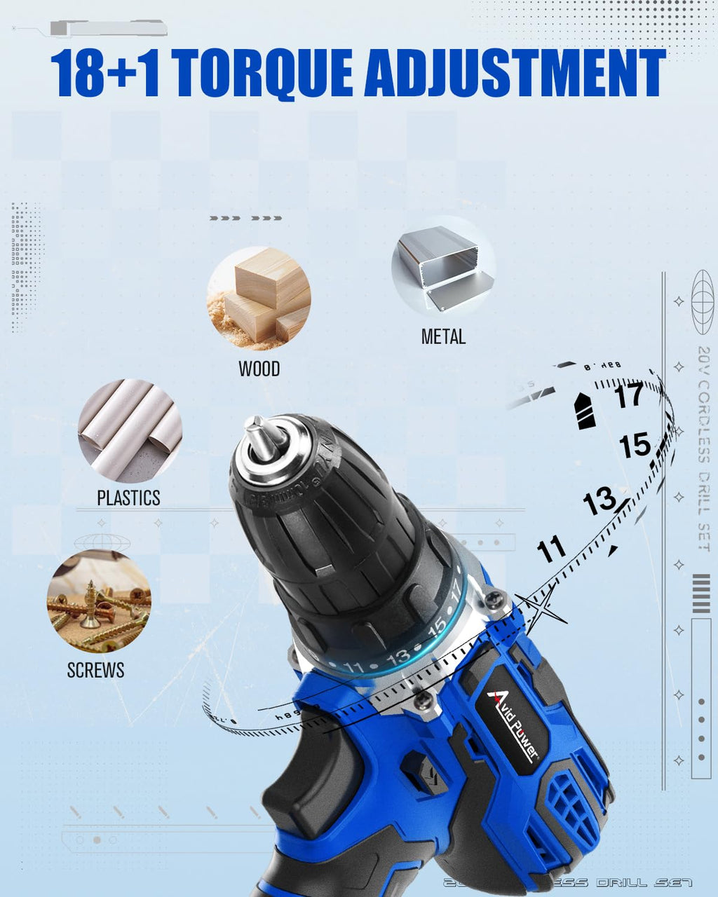 20V Cordless Drill Set with Battery and Charger E2370