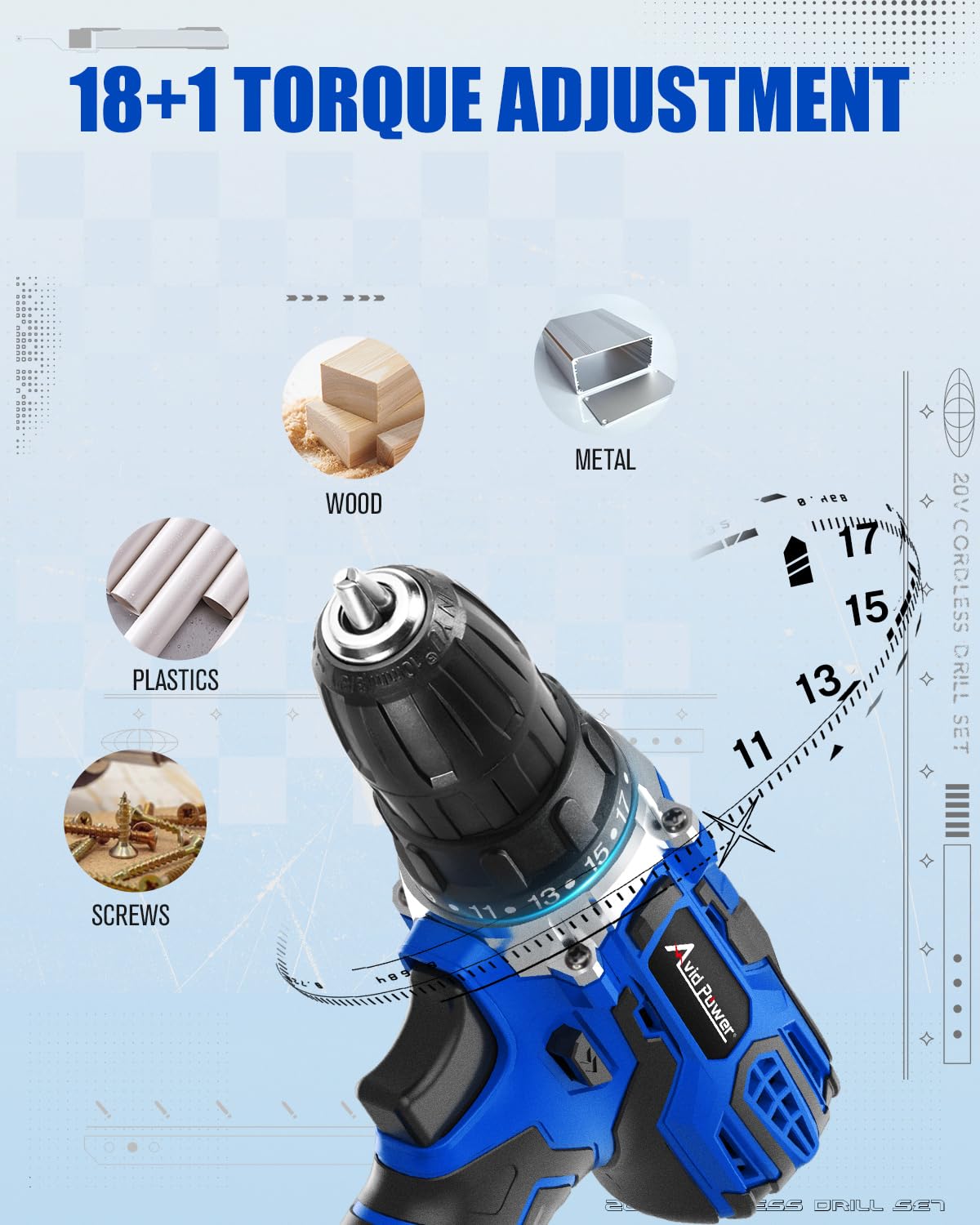 20V Cordless Drill Set with Battery and Charger E2370