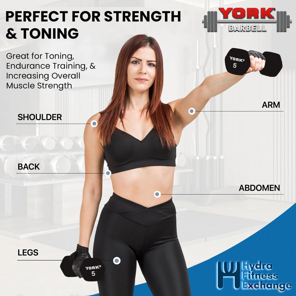 Neoprene Hexagon Dumbbells with Cast Ergo Handle, 10lb Pack of 4 W929001
