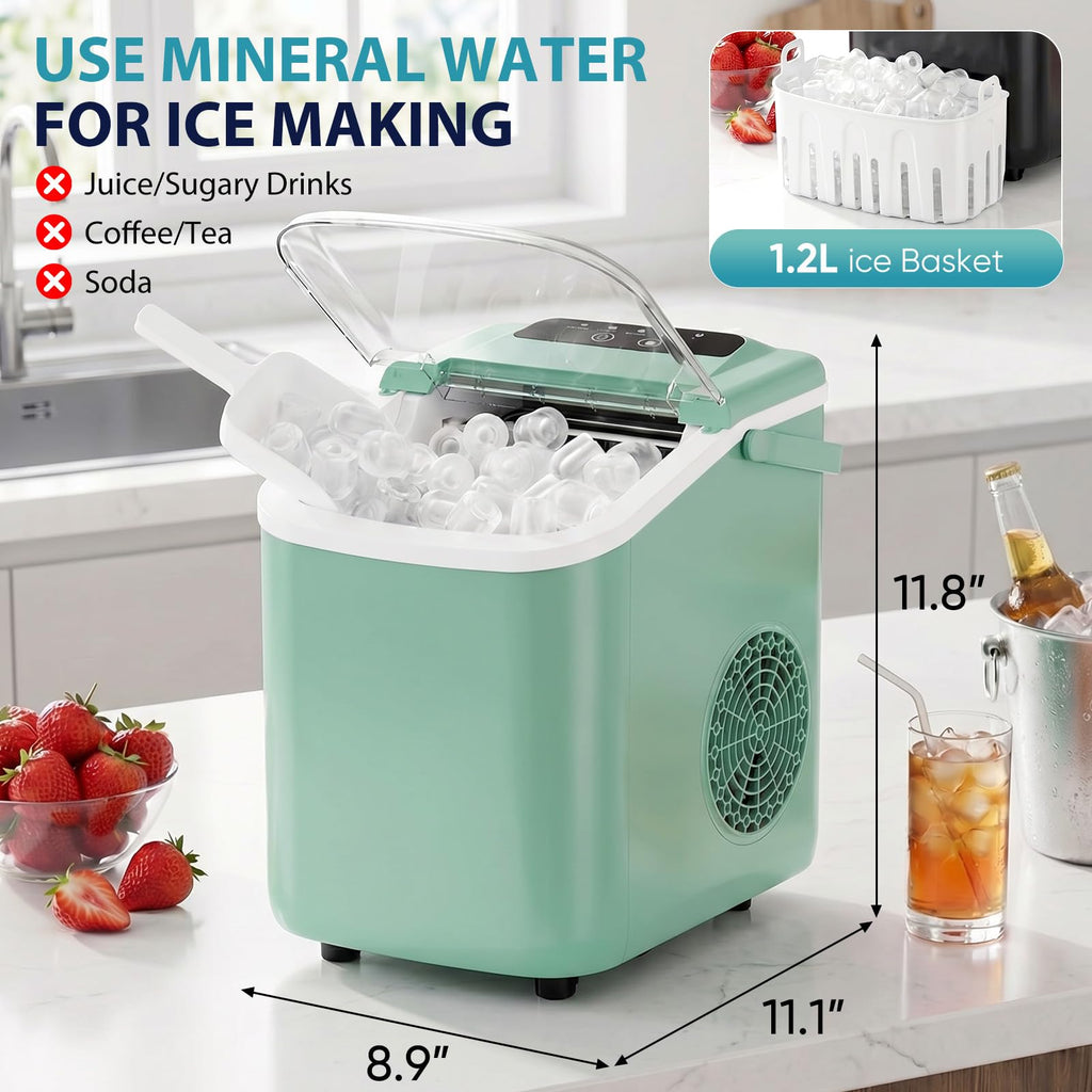 Countertop Ice Maker with Basket and Scoop, 26lbs Daily D9642