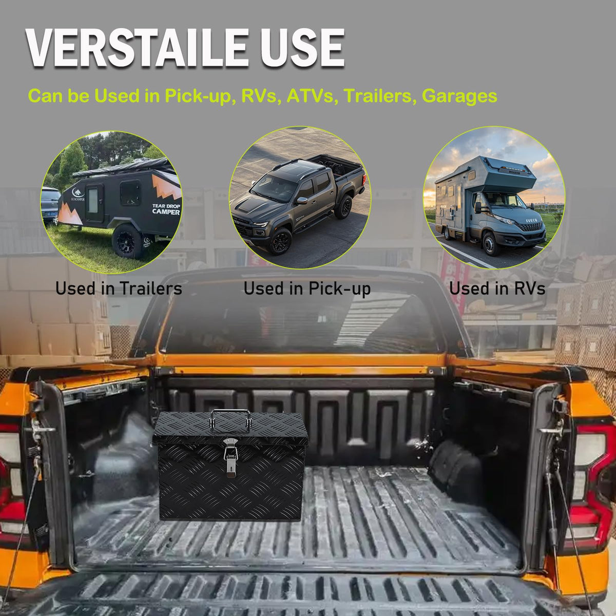 16 Inch Heavy-Duty Aluminum Truck Tool Box with Stripe Tread Design Q217