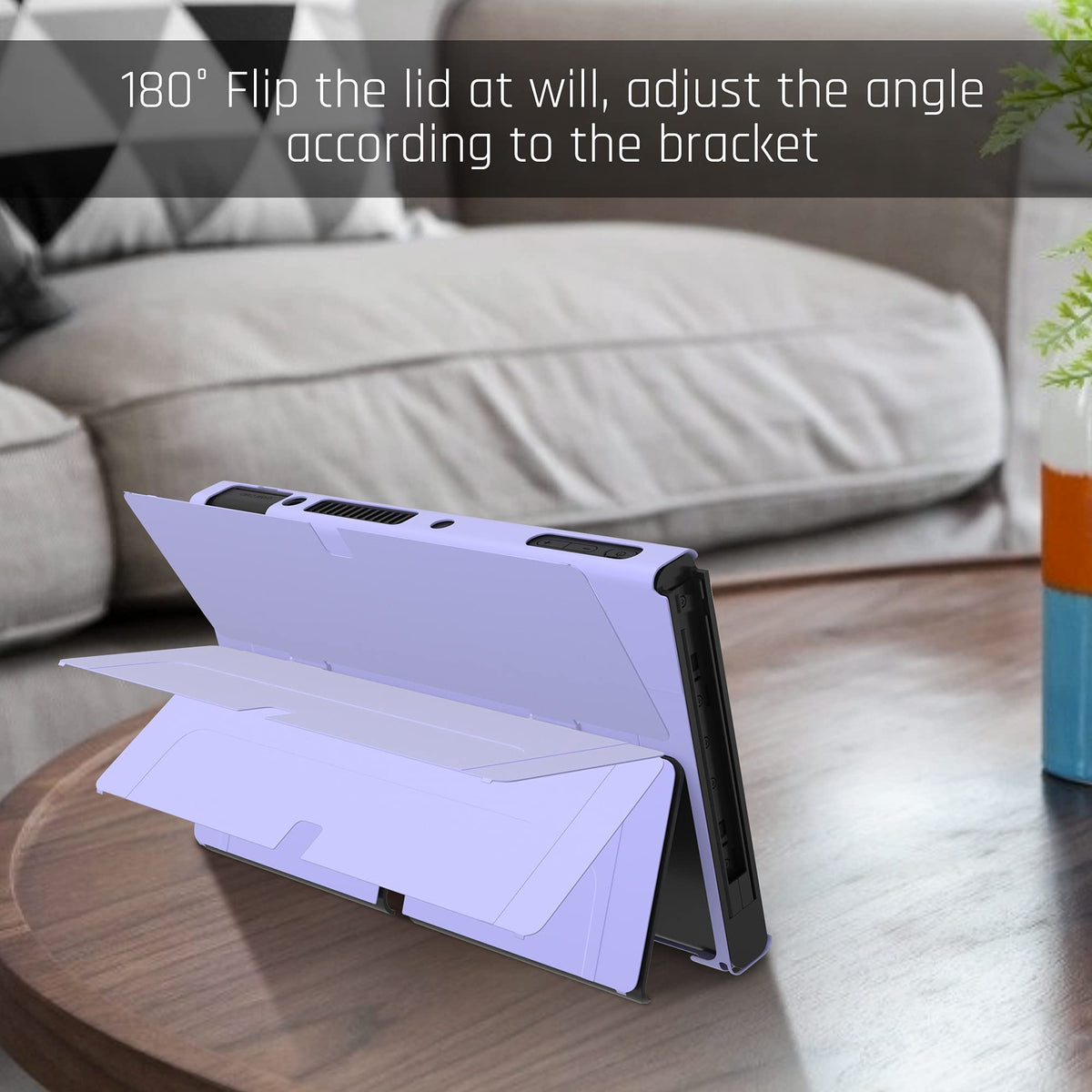 Purple Case for Nintendo Switch OLED Model with Screen Protector and 4 Thumb Grip Caps A57204