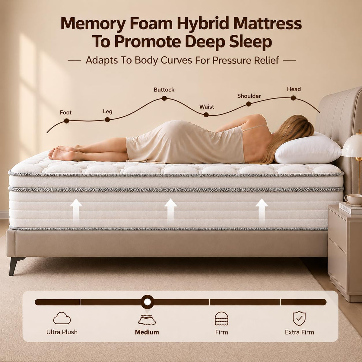 12 Inch Medium Firm Hybrid Spring Mattress I3900