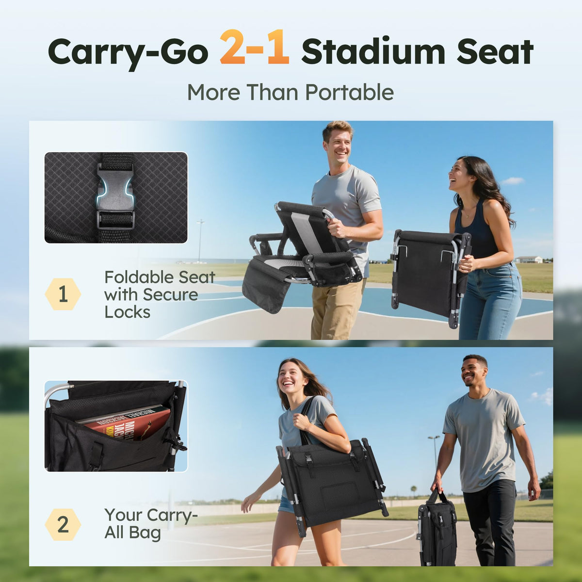 2 Pack Folding Stadium Seats Y80072