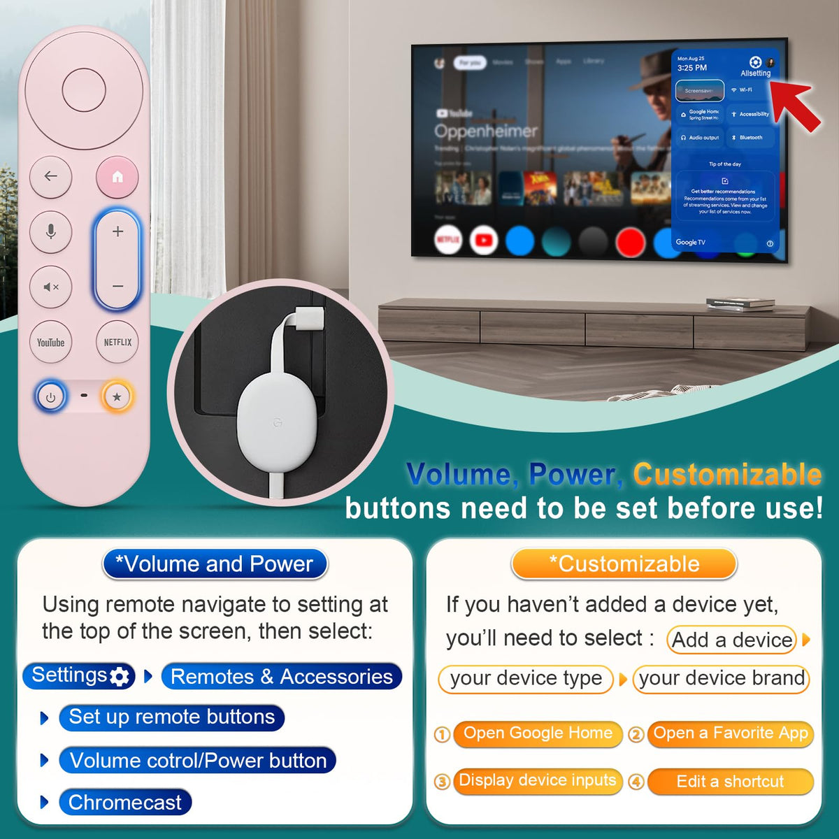 Voice Replacement for Google Chromecast TV Remote B891153