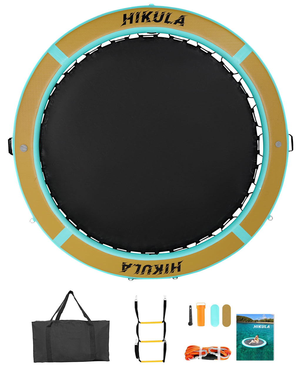 Inflatable Round Floating Ring Water Hammock Dock with Water Ladder and Cup Holder X878
