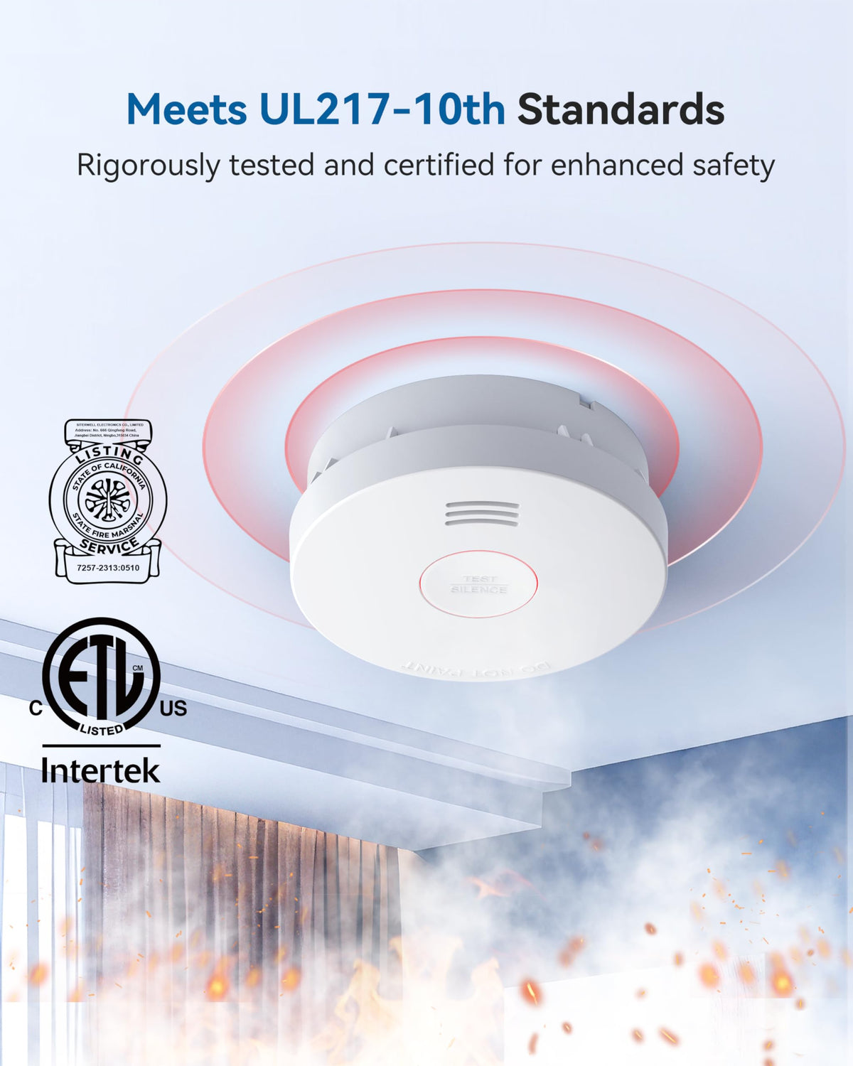 Smoke Detector 10 Year Battery Smoke Alarm B4645