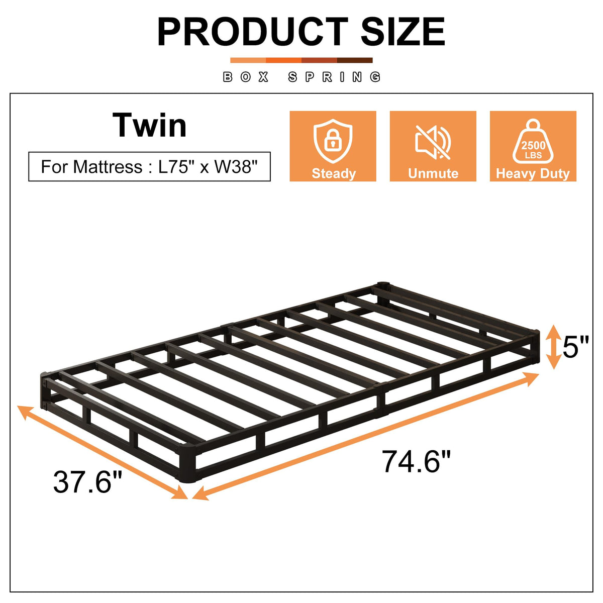 5 Inch Twin Box Spring Bed Base Mattress Foundation O9396