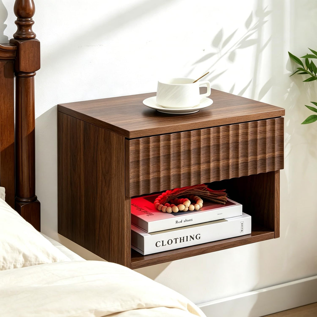 Wall Mounted Floating Nightstand Set of 2 with Drawer N374104