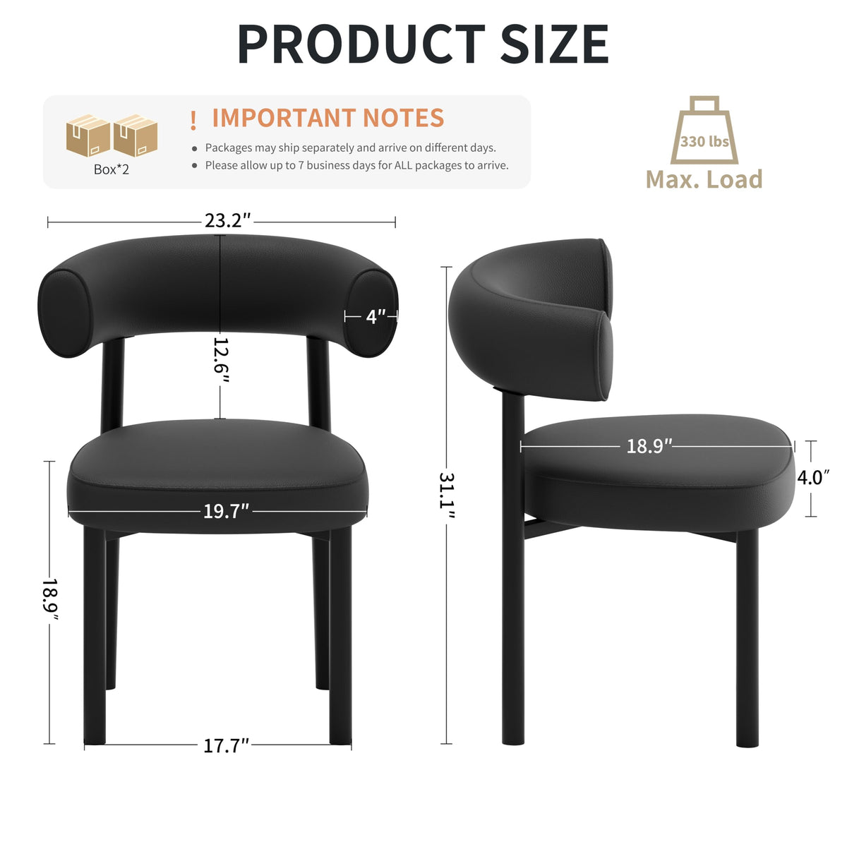 Black Faux Leather Dining Chairs Set of 4 P837895